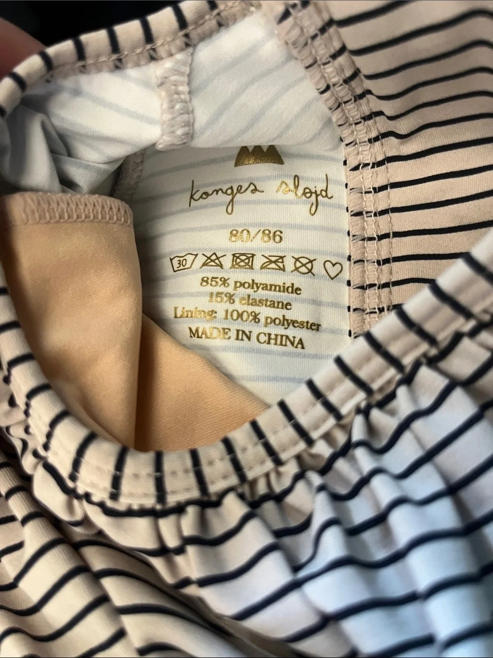 Girls' Striped Ruffle Neck Swim Rashguard - White & Black